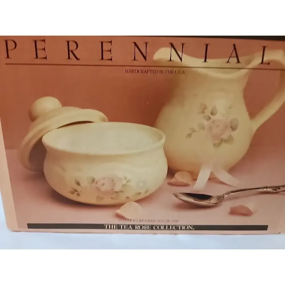 Pfaltzgraff Tea Rose Covered Sugar and Creamer new in box